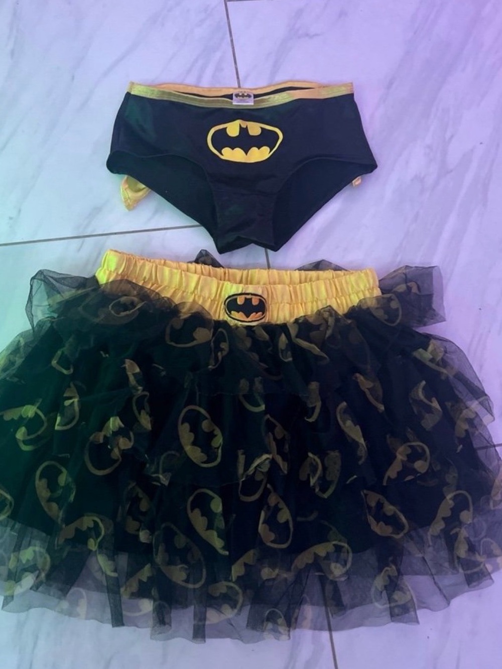 Batman Logo Tulle Skirt & Bikini Set - Black and Yellow Halloween costume